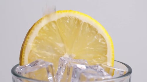 Lemon and Ice Water Beverage Close Up