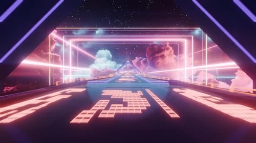 Fond Cinématographique à ondes rétro de rendu 3D, boucle sans fin