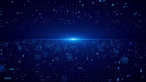 3D Big Data Futuristic Matrix Digital Tunnel Travel Digital Cyberspace Flare Light Artificial