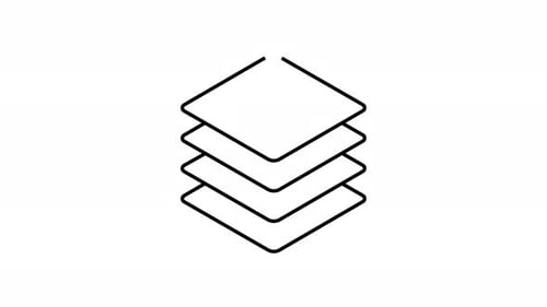 Ícone animado de camadas empilhadas para estrutura e organização