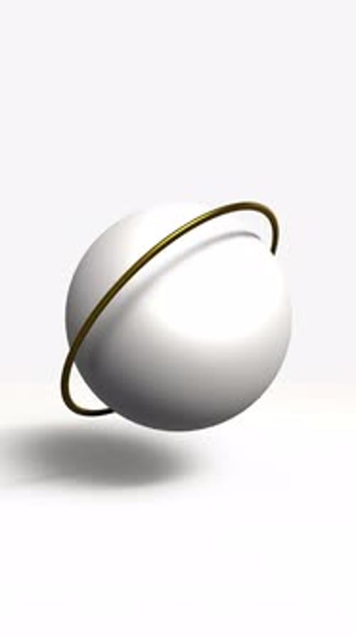 Abstract 3D Sphere with Orbiting Golden Ring Animation