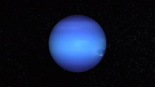 Realistic Neptune planet Rotates on space or galaxy and stars milky way, Animation of Neptune. 1177