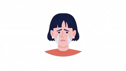 Animated Flat Design Human Faces Showing Varied Emotional Expressions