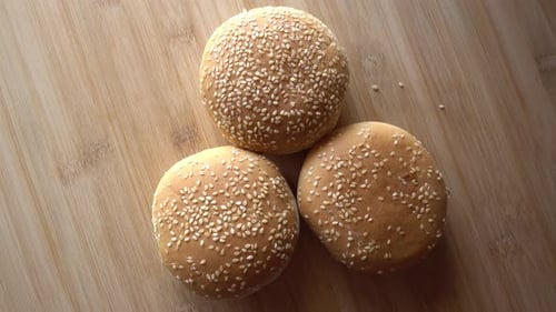 Hamburguers rotates as background top view