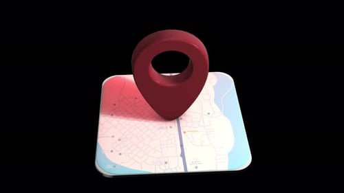 3D Map Location Pin Red Loop