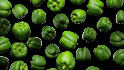 Seamless Floating Green Bell Peppers on Alpha