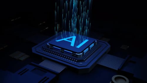 3D Circuit and CPU Activation | AI Artificial Intelligence Concept Animation