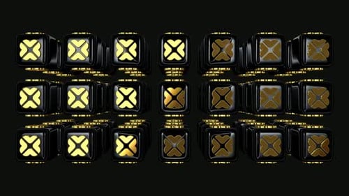 Animated Golden Clover Design on Black Cubes Loop