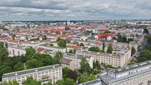 Aerial view of Friedrichshain district , Berlin , Germany