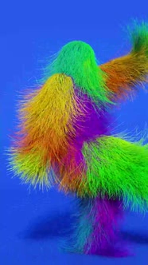 Vibrant Abstract Furry Creature Dancing Looping Animation