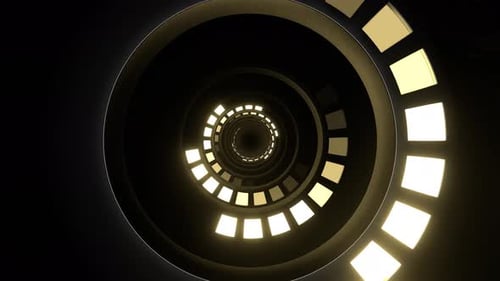 Hellgelber Neonring mit langsamen Strobe-Ringen im Hintergrund, VJ Loop In 4K