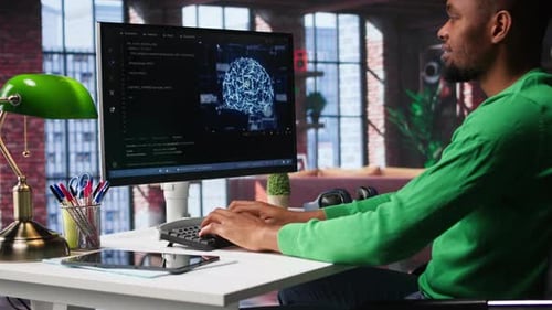 System Administrator Programming AI Brain Computerized Model