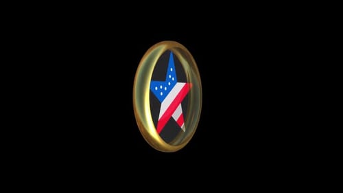 3D Patriotic USA Star Icon Rotating Emblem