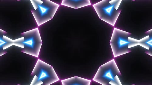 Abstract Neon Glowing Geometric Kaleidoscope Loop Background