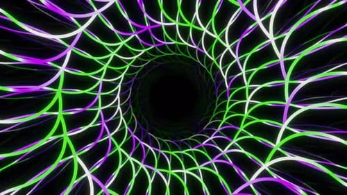 Abstract Green and Purple Circle Tunnel Hypnotic Loop Animation