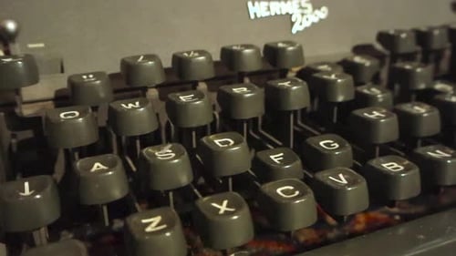 Close Up of Vintage Hermes 2000 Typewriter