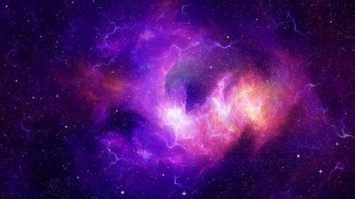 Cosmic Nebula with Lightning and Stars Animated Background