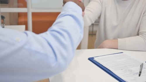 Business People Shaking Hand after Agreement, Close up