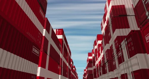 Denmark export cargo containers in row endless