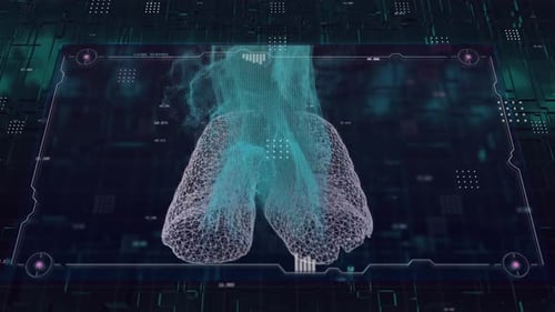Animated 3D Lungs Scan Futuristic Medical Data Display