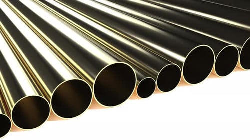 Industrial Empty Gold Tubes on White Back Able to Loop Endless