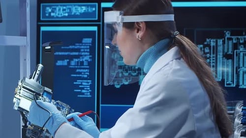 Scientific Laboratory Filled with Various Research Equipment Scientists are Conducting Experiments