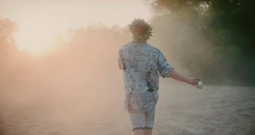 Artistic Hippie Man Posing Portrait Spiritual Dance