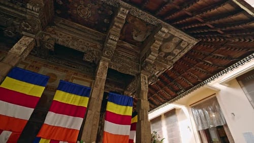 Ornate Carvings in Historical Buddhist Temple