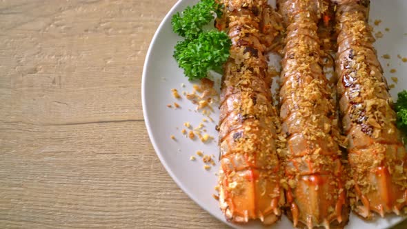 Cooked Mantis Shrimp Topped with Fried Garlic, Food Stock Footage ft ...