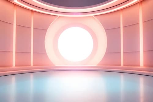 podium Futuristic showcase with platform for product displaying. Empty modern stage display