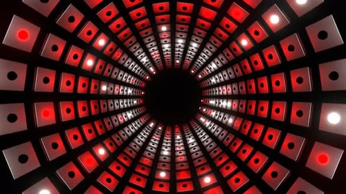 Red And White Strobe Square Elements Tunnel Background Vj Loop In 4K