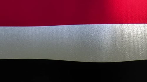 Realistic Waving Flag with Red, White, and Black Stripes