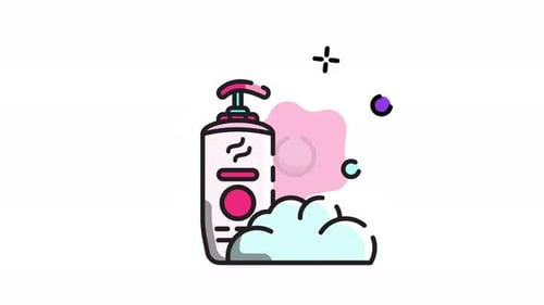 Animated Soap Bottle Icon with Bubbles