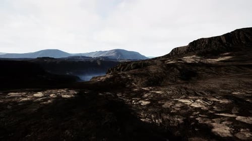 Black Volcanic Basalt Rock Formations in the Low Light