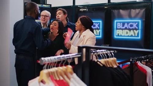 Angry shoppers confront security at Black Friday Sales Event
