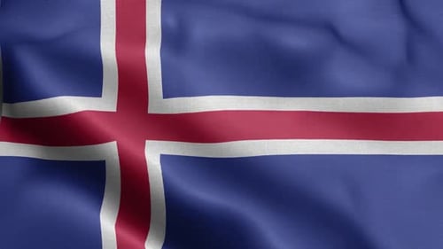 Realistic Waving Flag of Iceland
