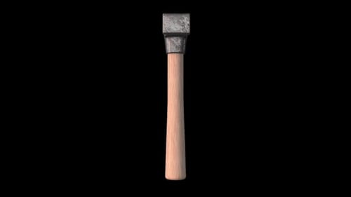 Realistic 3D Hammer on Black Background