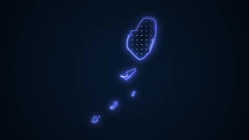 Digital Map Outline of Islands with Neon Glow