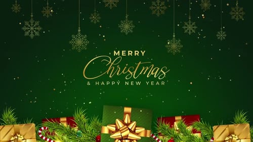 Animated Christmas Greeting with Gifts and Snowflakes