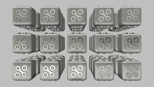 Luxury Background with Rotating Silver Cubes, Reflection, Exclusive, Figures, 3D Render