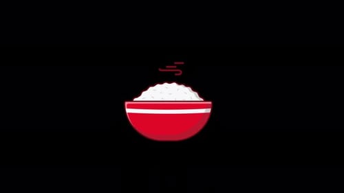 Animated Flat Design Steaming Rice Bowl Icon