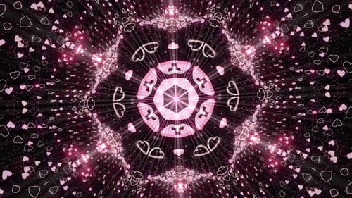 Glimmering Hearts Kaleidoscope Loop Background Animation