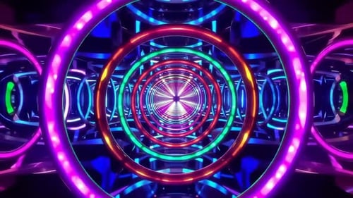 Futuristischer VJ Bewegte Grafiken Graphics-Hintergrund mit Neonlicht-Tunnelschleife