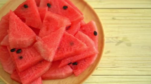 fresh watermelon sliced on plate