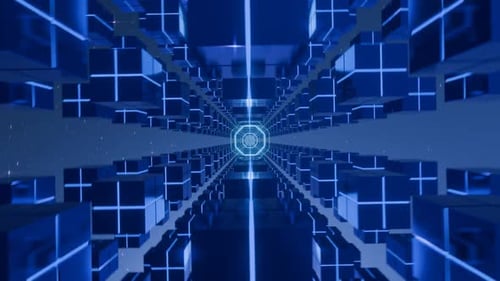 Abstract Vj loop, geometric transparent background, blue quads shape