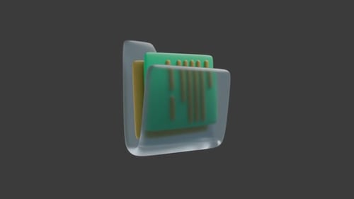 Animated Modern 3D Folder Icon with Documents
