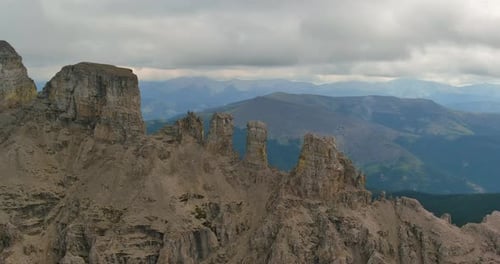 Rugged Mountain Peak, cloudy sky. British Columbia, Canada.