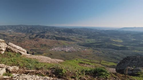 High spot countryside view of Andalusia at a clear blue day