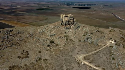Turkey Castles: Tumlu Castle: Aerial Panorama in 4K, Majestic Castle: Aerial View from Steep Hill