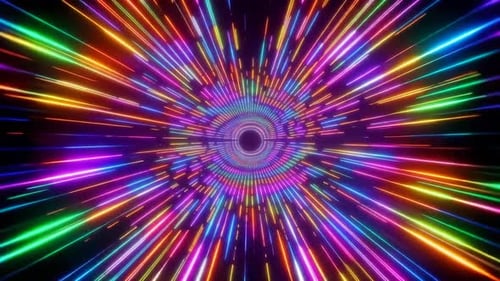 Abstrakter Neonlichttunnel-Hintergrund mit buntem Leuchten